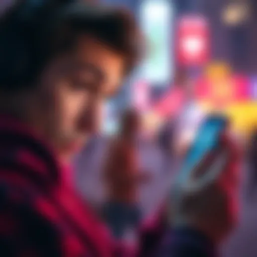 A worried user looking at their phone with a Revolut app on the screen, showing an error message about missing funds.