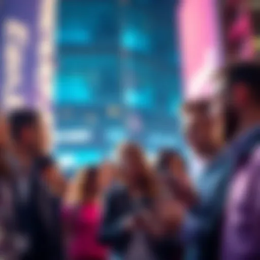 People discussing the potential launch of Revolut mobile in Australia, with smartphones in hand and excited expressions
