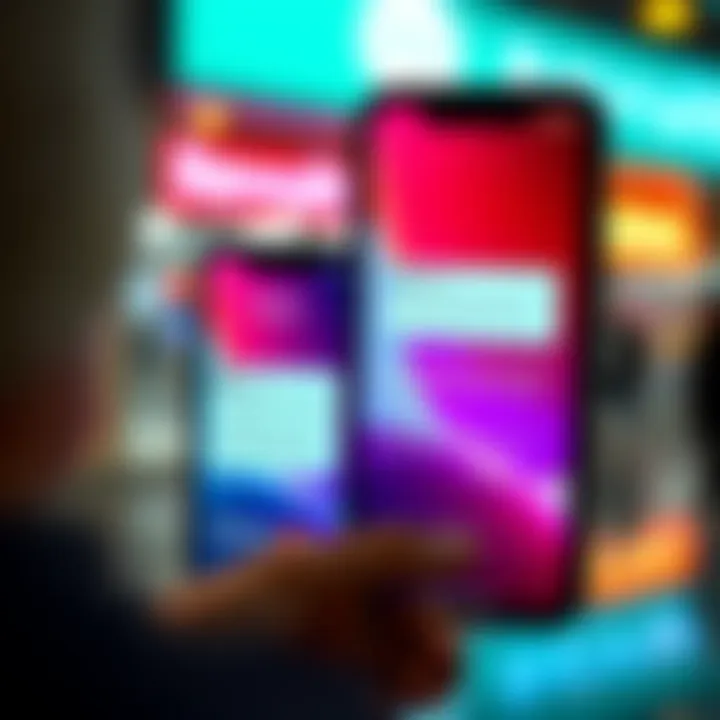 Managing Payment Authorizations between Devices A split-screen showing an iPhone and an Android phone displaying Revolut's interface, highlighting payment notifications and authorization challenges.