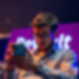 A concerned person looking at their phone, disappointed by missing perks, with Revolut's logo in the background