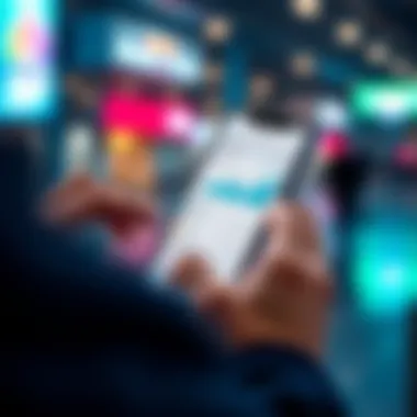A person using a smartphone displaying the Revolut Pro app interface with financial graphs and options for managing personal finances.