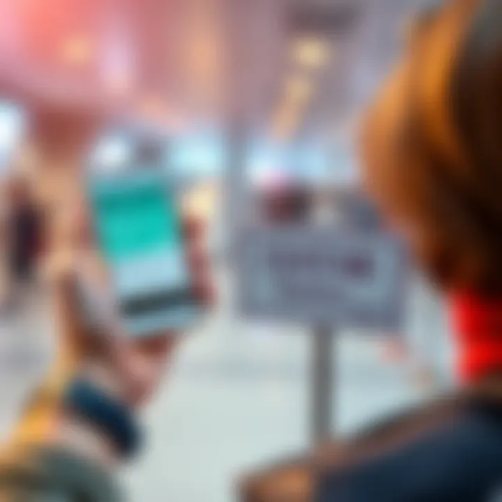 A traveler holding a smartphone showing Revolut app with RevPoints and a sign for Qatar Airways Avios while planning a trip to South Asia.