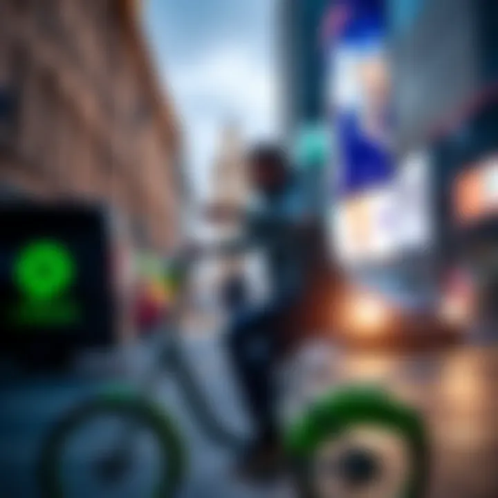 Revolut and Uber Partnership Launch A person riding a Lime bike in London with Revolut and Uber logos in the background.