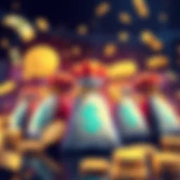 An illustration showing money bags and bonus icons representing exclusive rewards and first deposit bonuses from Capital Surge.