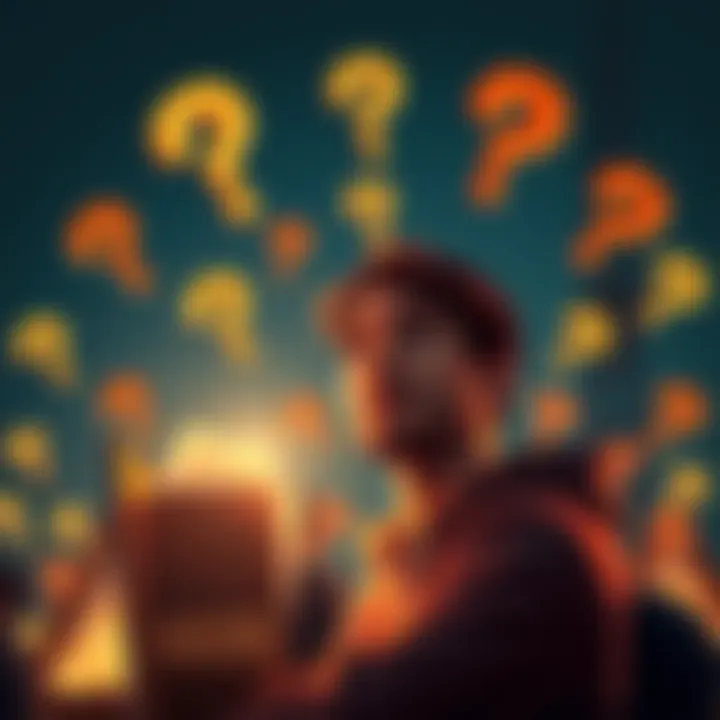 Rewards in Explorer Club A graphic showing a person pondering over rewards with question marks around, symbolizing curiosity about claiming missed rewards in the Explorer Club.