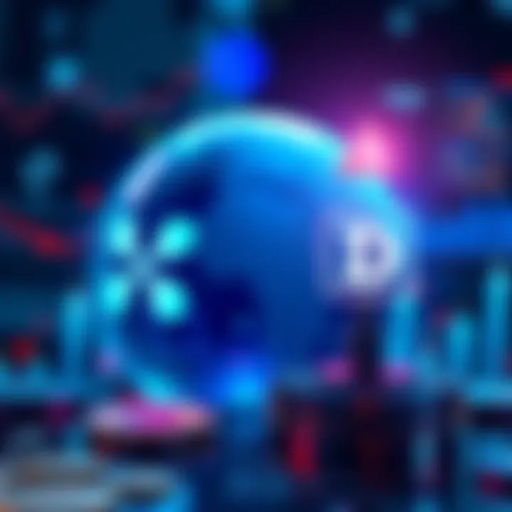 A visual representation of Ripple and Deutsche Bank working together on payment solutions, with financial symbols and a globe in the background.