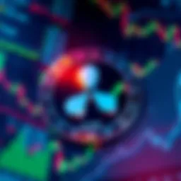 Ripple symbol surrounded by financial graphs, indicating potential earnings and banking developments