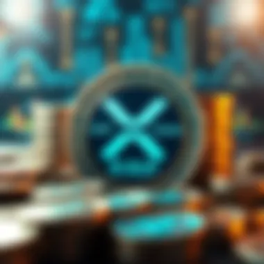 Ripple XRP transfer A graphic showing a large amount of XRP coins with a digital background and a $500 million label