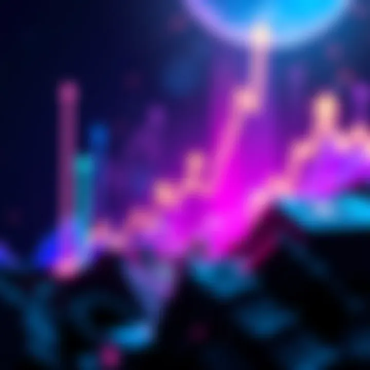 Rising Altcoins Graph showing the rise of altcoins like Unibase and Block Street amidst a market decline, with upward arrows and vibrant colors.