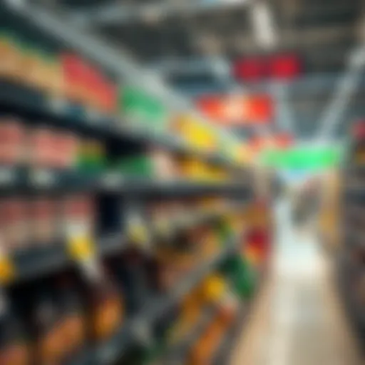 A grocery store shelf with price tags showing increased prices on everyday items, illustrating the impact of inflation.