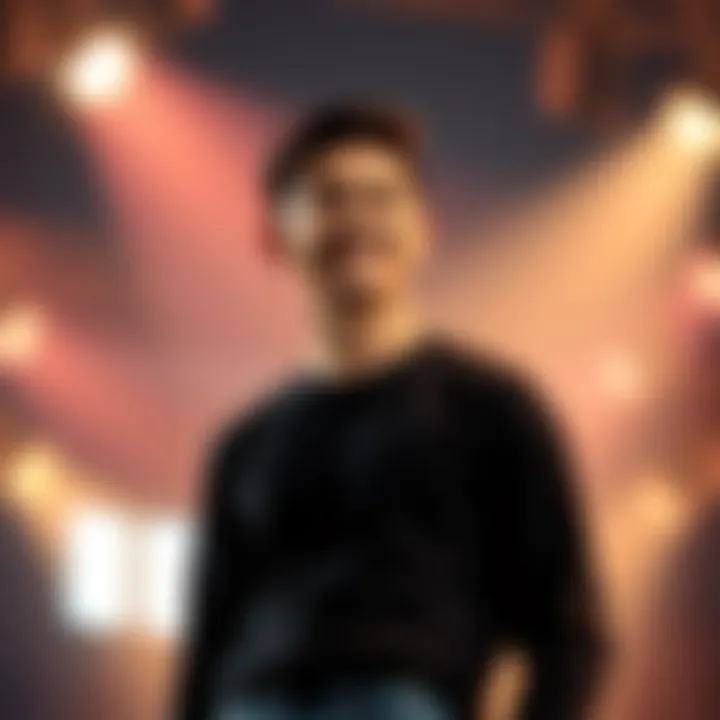 A confident young man stands with a bright smile, showcasing his talent and charisma as he prepares for his journey to success in 2025.