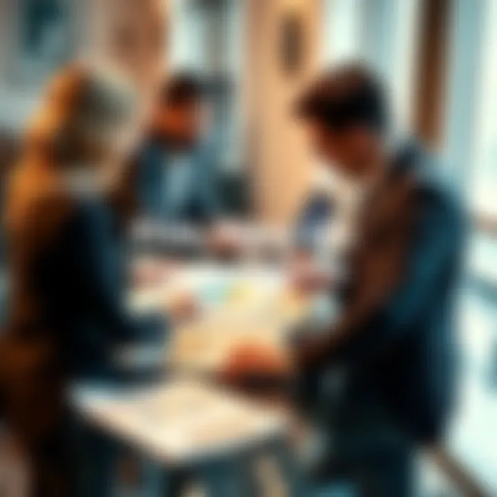 Business professionals discussing the Capital Markets Risk Mitigation Framework, with documents and charts on a table