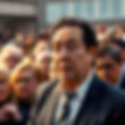 Robert Kiyosaki standing in front of a crowd with concerned expressions, representing the backlash against his financial advice