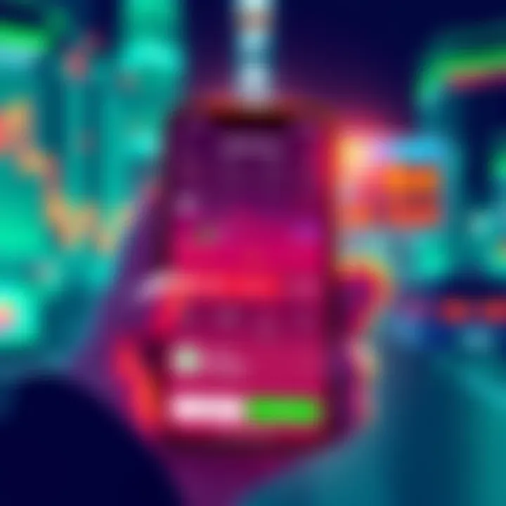 An illustration of the Robinhood Chain app showing tokenized stocks, lending options, and perpetual swaps on a smartphone screen.
