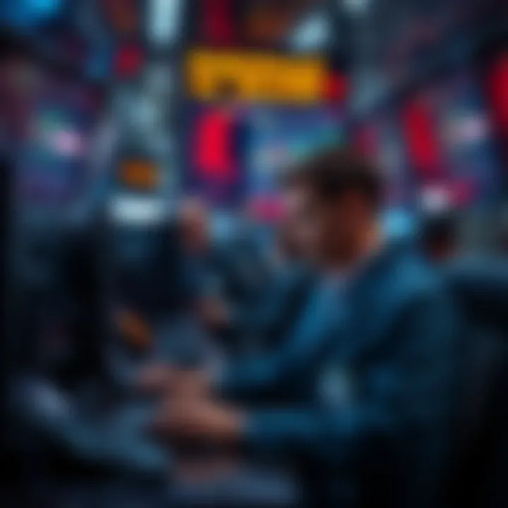 Traders frustrated at computers during a Robinhood outage affecting their ability to buy and sell stocks in a volatile market