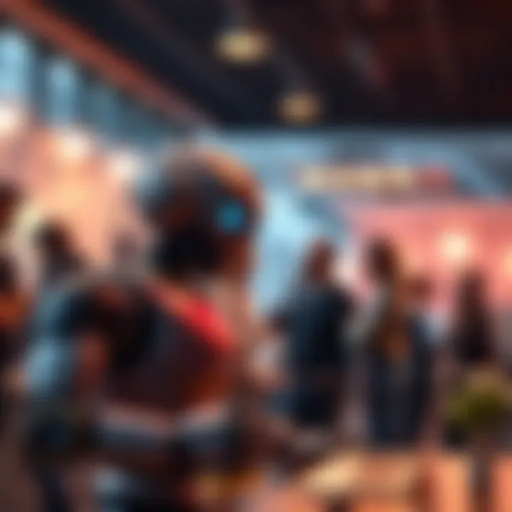 A friendly robot interacting with people in a community setting, showcasing collaboration and engagement in the CKB environment.