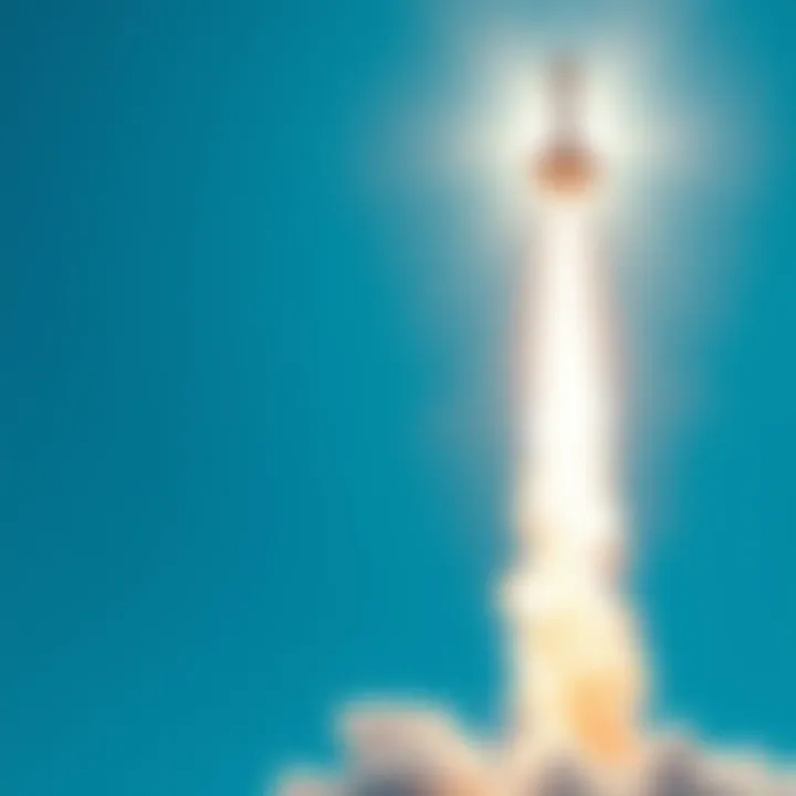 A powerful rocket launching into a clear blue sky, symbolizing new advancements in space exploration.