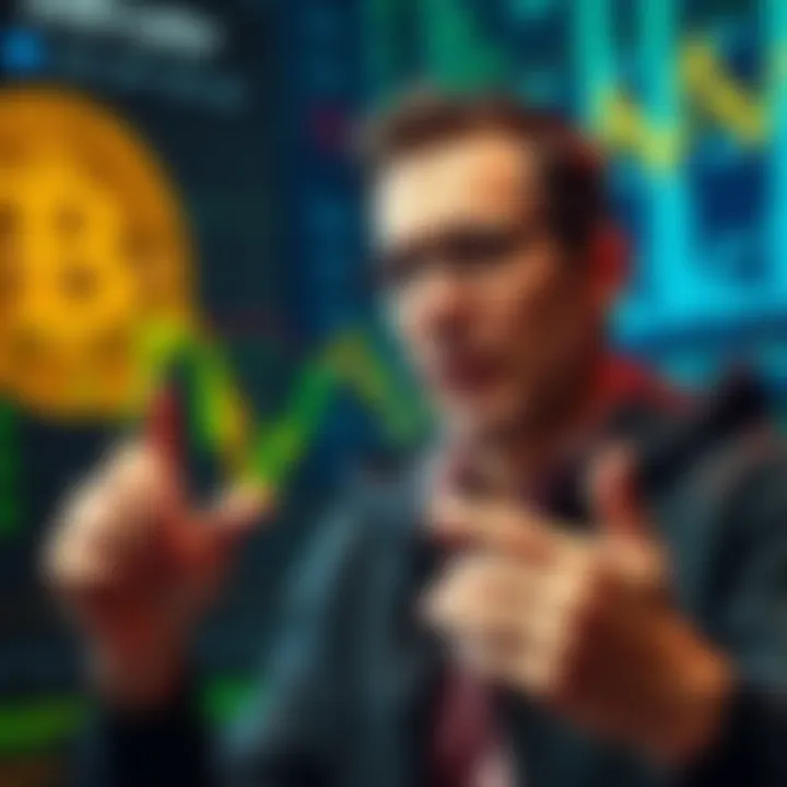 Roger Ver in a video discussing Bitcoin's potential to outperform stocks, with a backdrop of digital currency graphics.