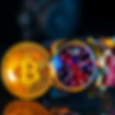 A Rolex watch placed beside a Bitcoin symbol, representing the choice between luxury and cryptocurrency investment