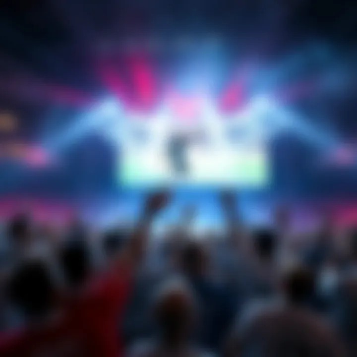 Crowd celebrating Ronaldo's iconic goal at BitMart's event with a large screen displaying the goal and a festive atmosphere.
