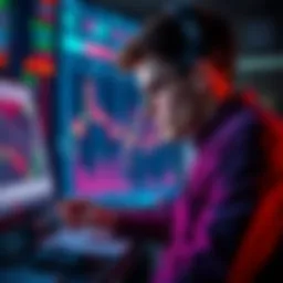 A rookie trader looks pensively at charts and graphs in front of him, pondering his trading journey and future goals.