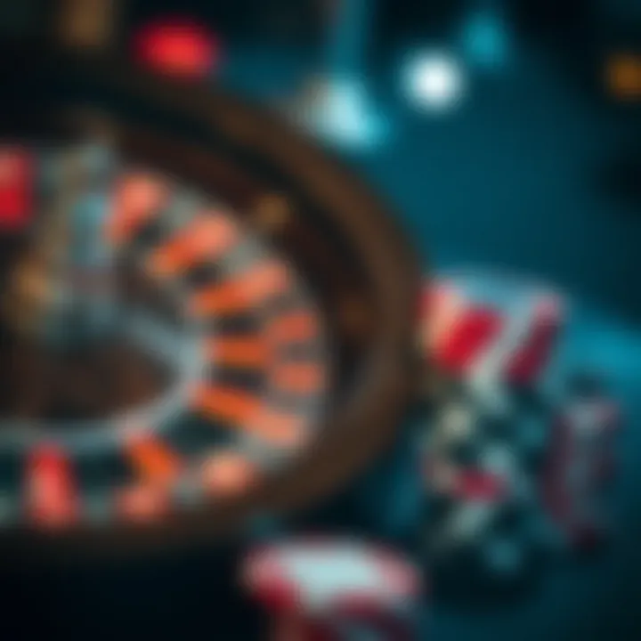 A close-up of a roulette wheel with poker chips stacked beside it, representing high-stakes betting in a crypto casino.