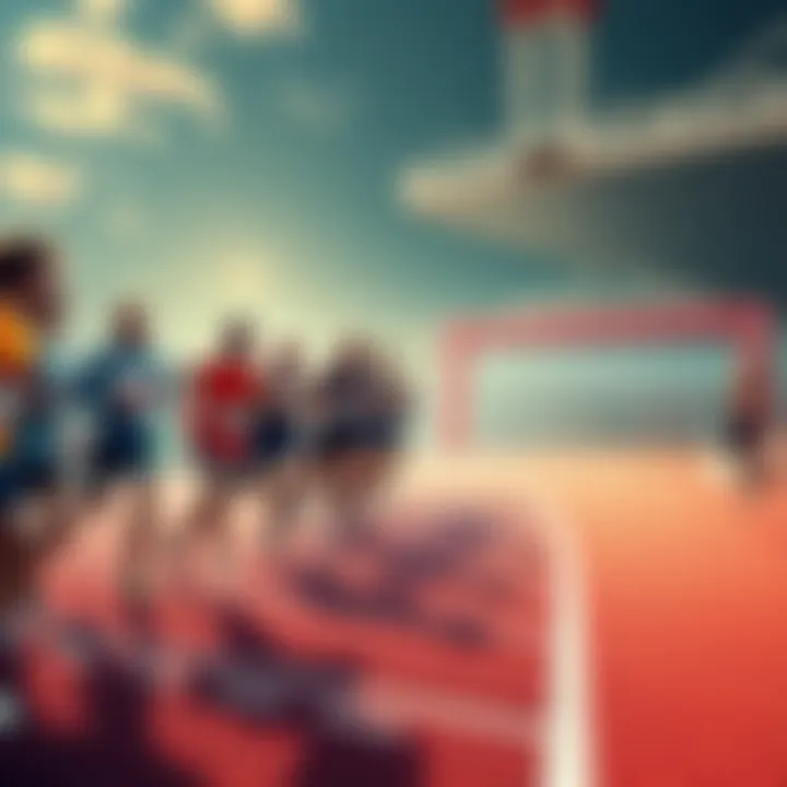 Group of runners at the starting line, ready to begin a race with excitement.