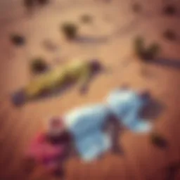 Two bodies of a Russian couple lying in the UAE desert sand, surrounded by sparse vegetation.