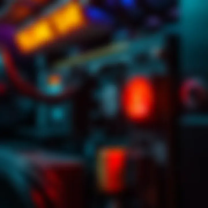 A close-up of an S19 mining device with a warning light on, indicating a potential issue while mining.