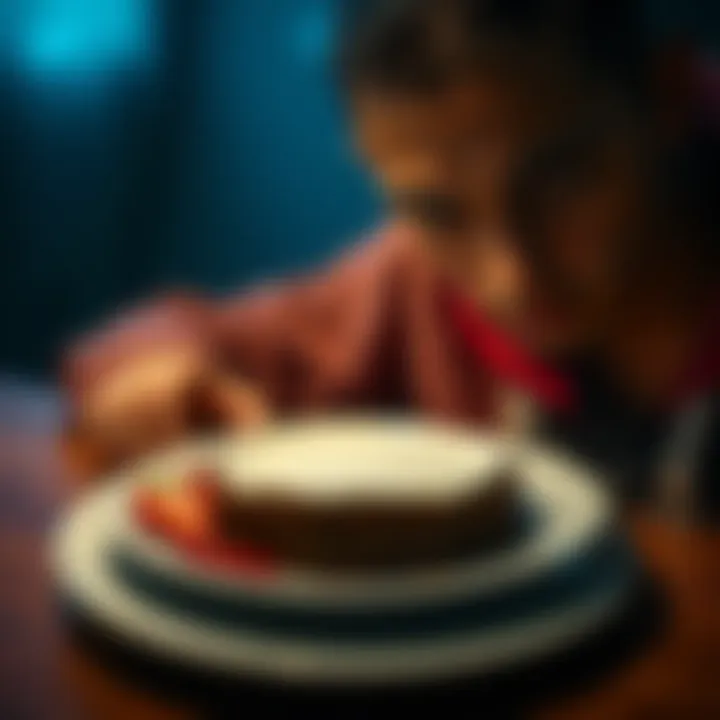 A person looks disappointed while staring at an empty plate where a dirt cake should be, evoking feelings of nostalgia and longing.