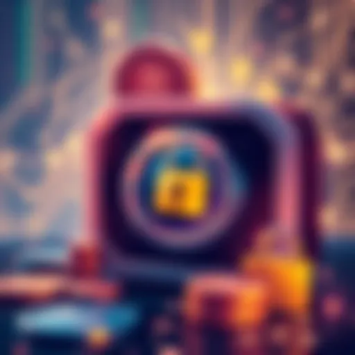 An illustration of a digital wallet with safe coins and a lock, representing secure cryptocurrency storage on the Solana platform.