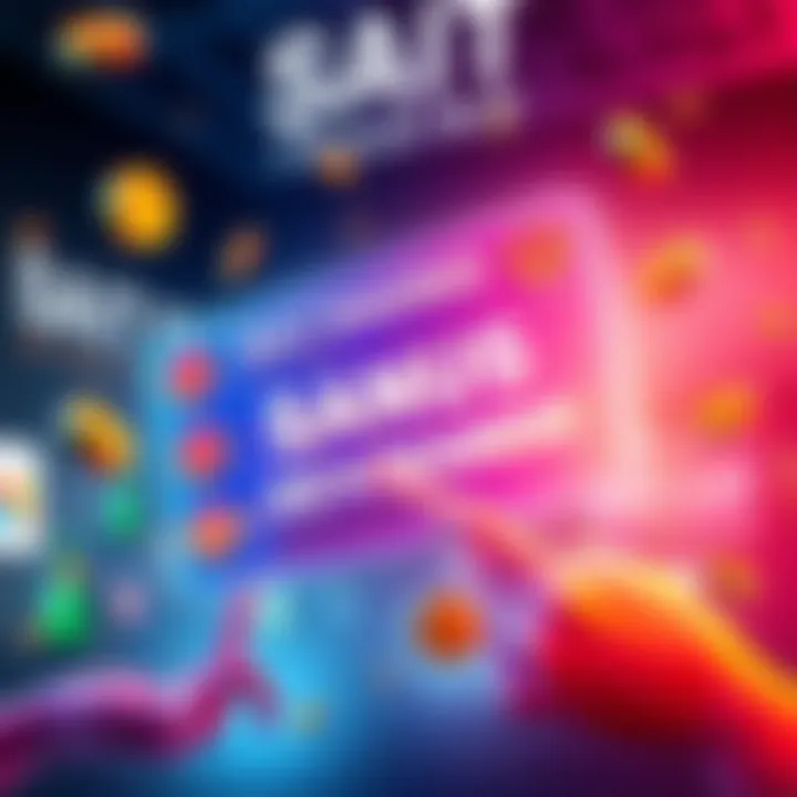 A graphic showing a scratchcard with vibrant colors and symbols of rewards; people exchanging invitations and completing tasks to earn bonus prizes in trading.
