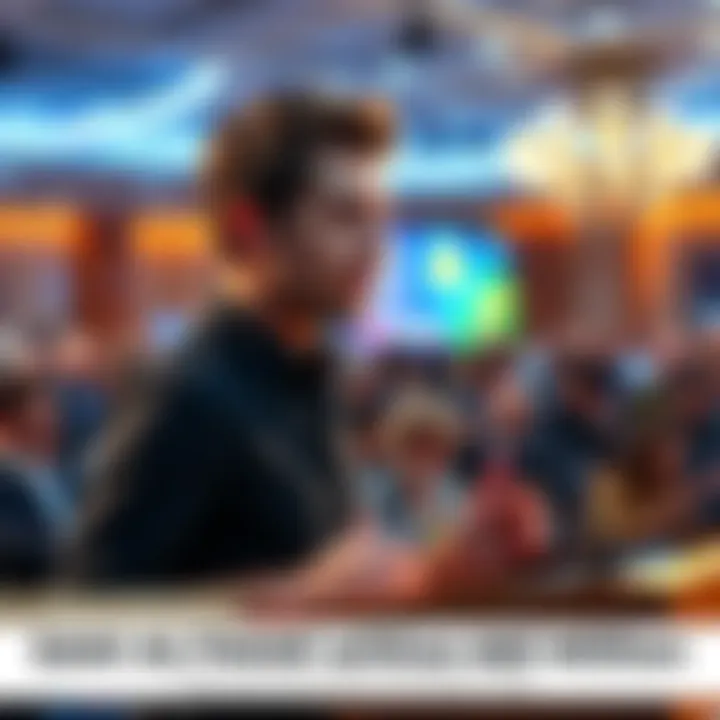 Sam Altman speaking at a podium about Worldcoin and cryptocurrency investment