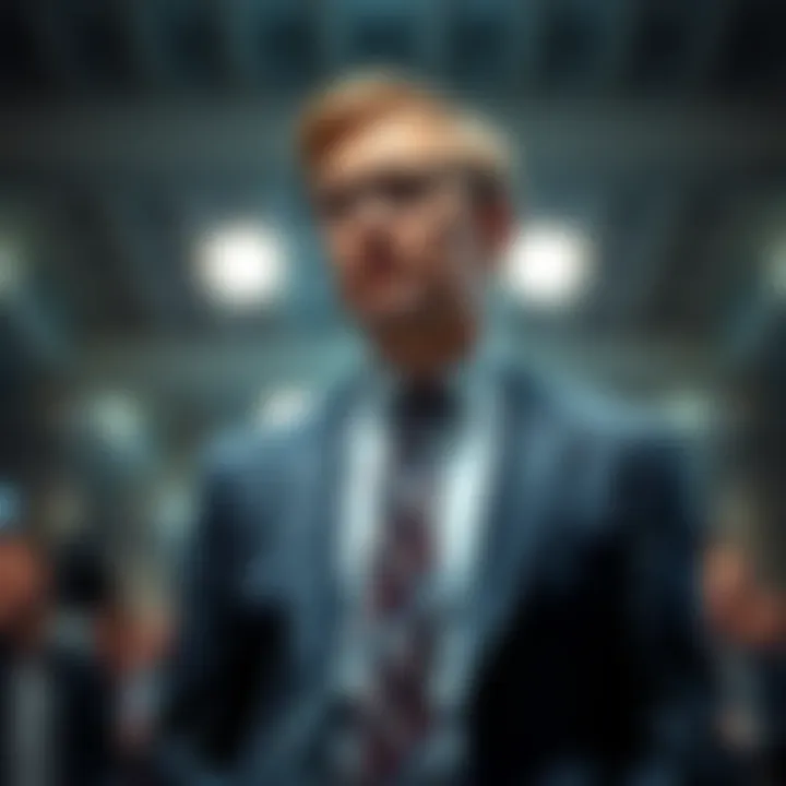 Sam Bankman-Fried stands confidently in a suit, addressing the media amid financial challenges.