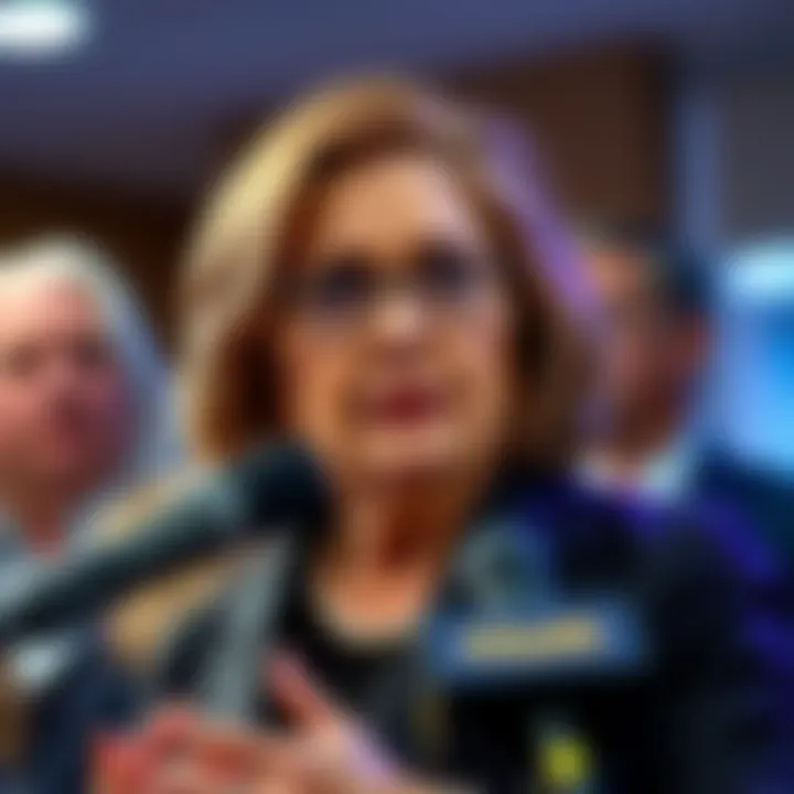 Sam Bankman-Fried's mother speaking at a press conference, expressing concerns over her son's prosecution.