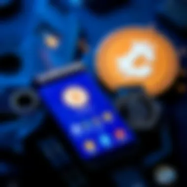 Samsung smartphone displaying cryptocurrency wallet features alongside Coinbase logo