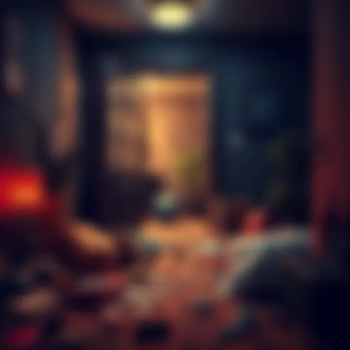A dark scene depicting a home invasion in San Francisco with broken doors and scattered belongings, symbolizing the theft of cryptocurrency.