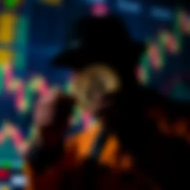 A silhouette of a person holding Bitcoin coins, symbolizing Satoshi's potential decision to keep them, set against a blurred crypto market background.