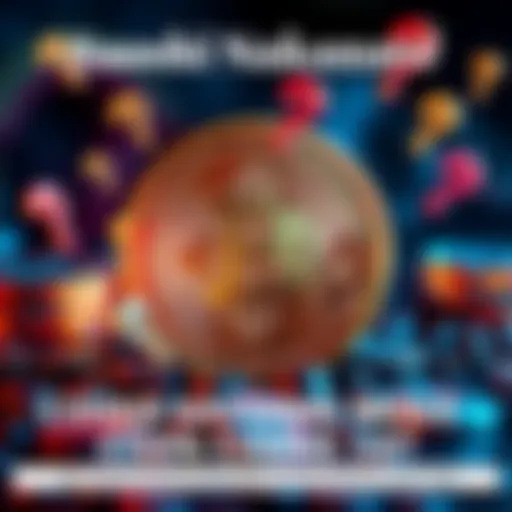 A graphic representation of a cryptocurrency coin with question marks floating around, symbolizing speculation around Satoshi Nakamoto's potential coin movement.