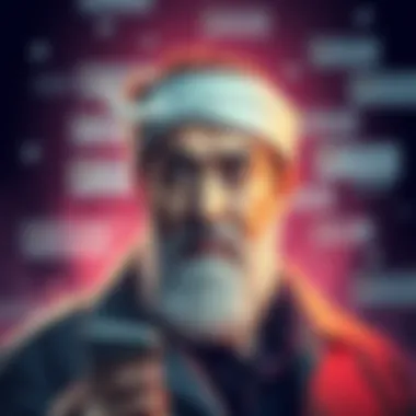 A graphic showing a depiction of Satoshi with tweets about Kaspa in the background, symbolizing the excitement on social media.