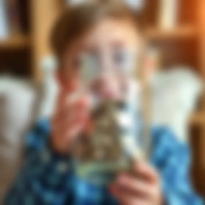 A young child smiling while holding a clear jar filled with coins, symbolizing saving money for the future.
