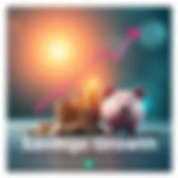 A graphic showing a rising graph with coins and a piggy bank representing savings growth.