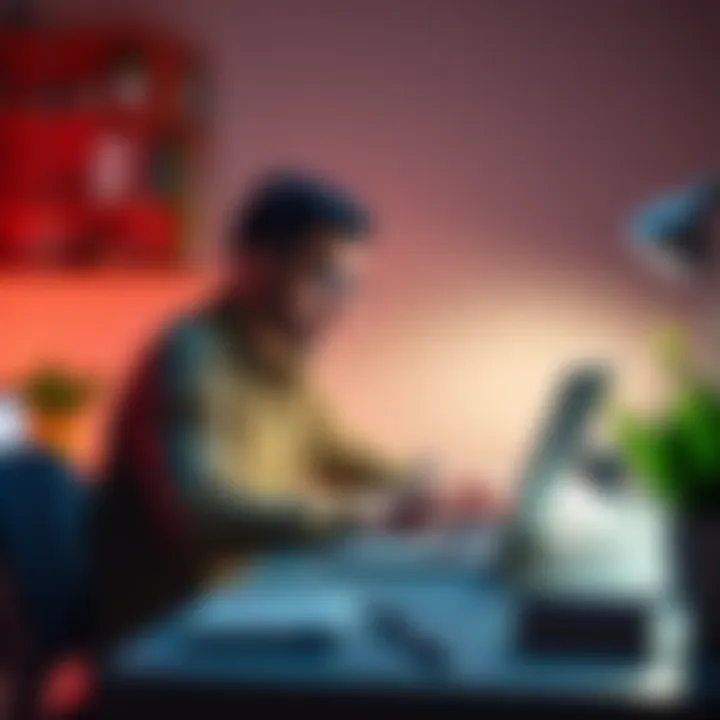 Person considering savings vs investments A person sits at a desk looking at a laptop with a notebook, weighing options between saving money and investing in cryptocurrency, reflecting their struggle with managing their bonus.