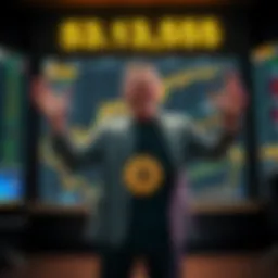 Michael Saylor standing in front of a screen showing Bitcoin statistics, celebrating his recent acquisition of 535 BTC.