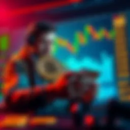 Michael Saylor selling Bitcoin with a graph showing market changes in the background