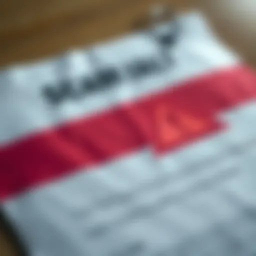 A close-up of a fraudulent letter with a warning sign, highlighting deception and fraud risk.