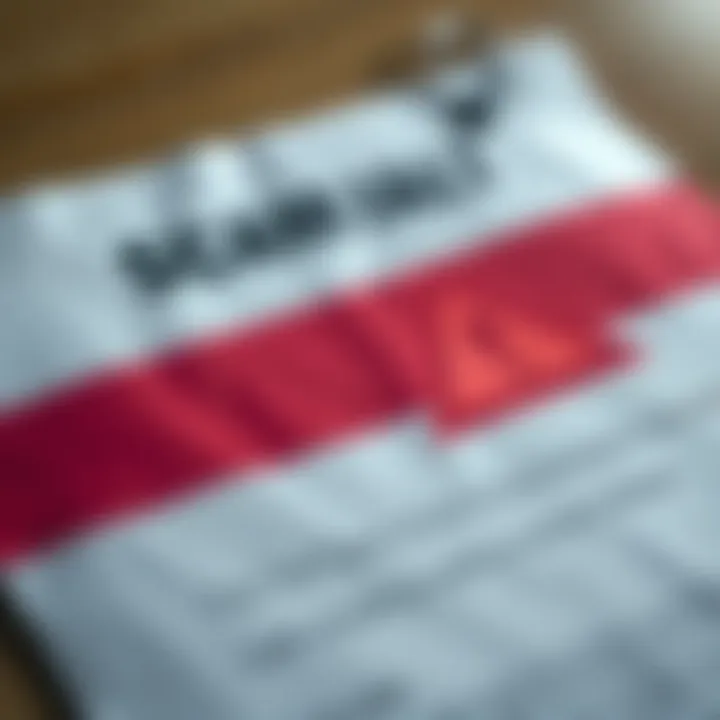 A close-up of a fraudulent letter with a warning sign, highlighting deception and fraud risk.