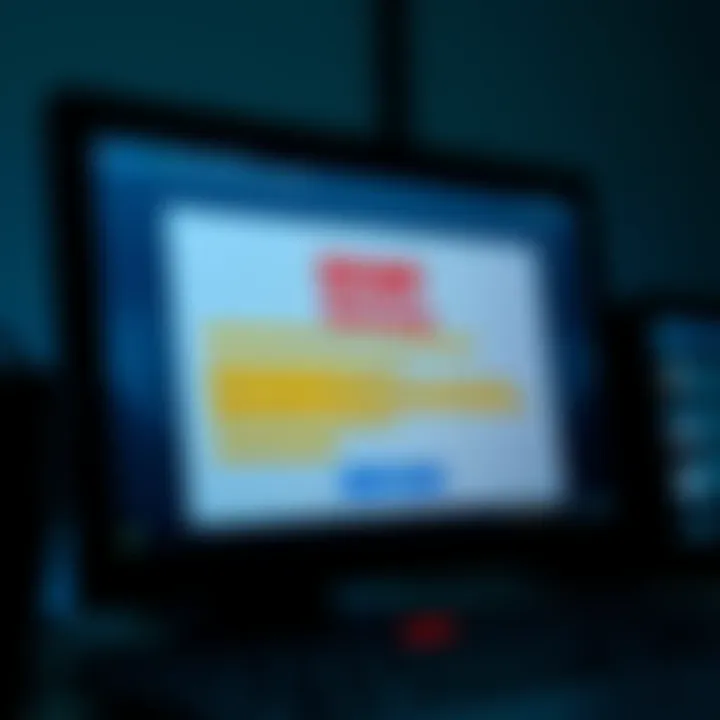 A close-up of a computer screen displaying a suspicious email with highlighted links and caution signs