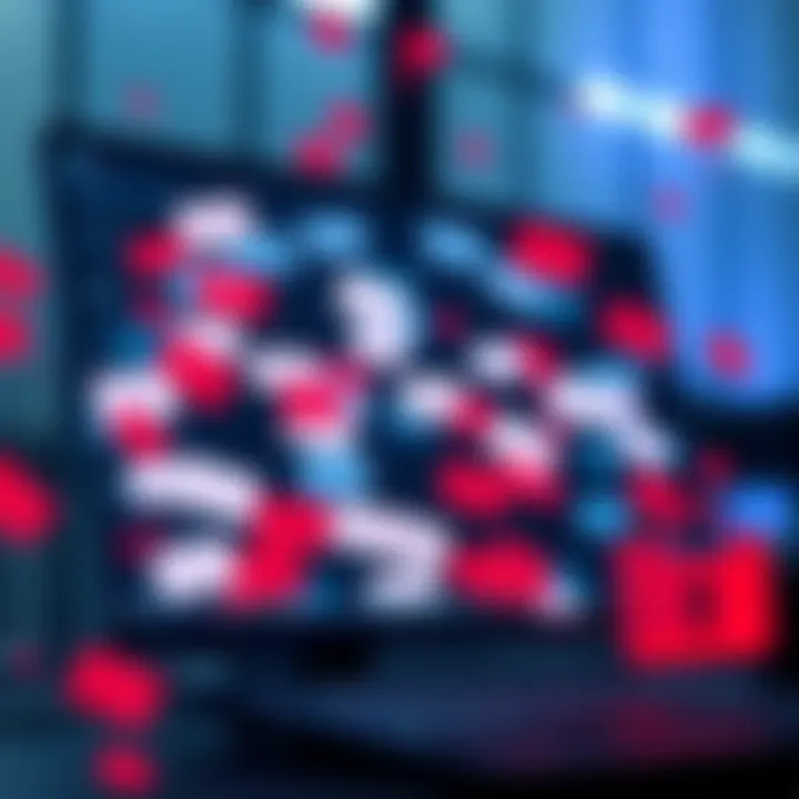 A computer screen showing a flood of scam emails in an inbox after downloading a security app.