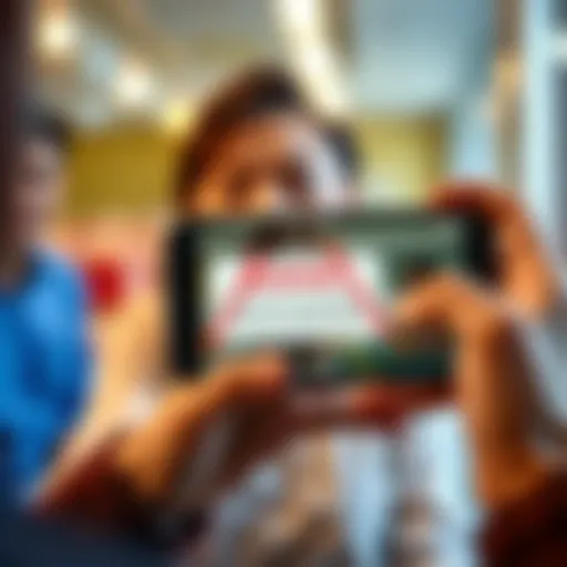 A phone showing a suspicious text message claiming to be from a dog groomer, with a worried person in the background looking at the screen.